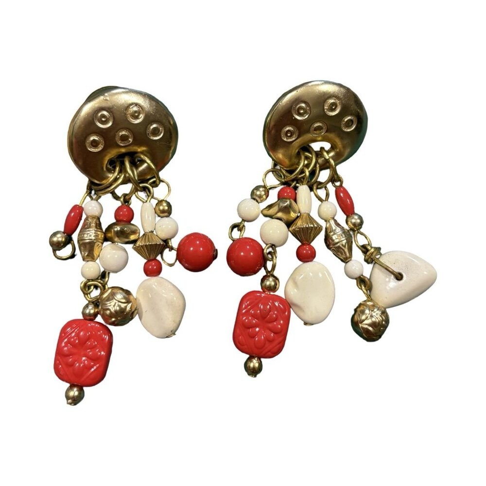Vintage Art Deco Southwest Style Earrings Retro Costume Earrings Fun Whimsy